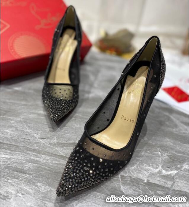 Perfect Christian Louboutin Follies Mesh Strass Pumps 10cm Gunmetal 0220038