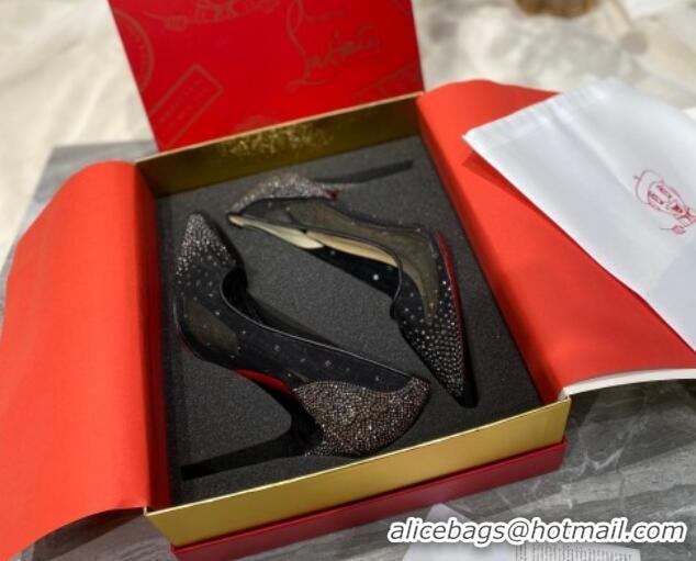 Perfect Christian Louboutin Follies Mesh Strass Pumps 10cm Gunmetal 0220038