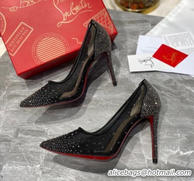 Perfect Christian Louboutin Follies Mesh Strass Pumps 10cm Gunmetal 0220038