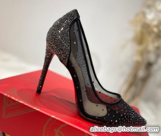 Perfect Christian Louboutin Follies Mesh Strass Pumps 10cm Gunmetal 0220038