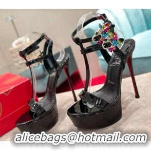 Grade Quality Christian Louboutin Maravilla Patent Leather Platform Sandals 15cm Black 0220039