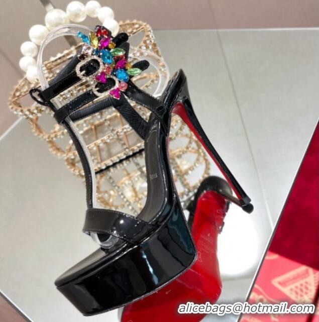 Grade Quality Christian Louboutin Maravilla Patent Leather Platform Sandals 15cm Black 0220039