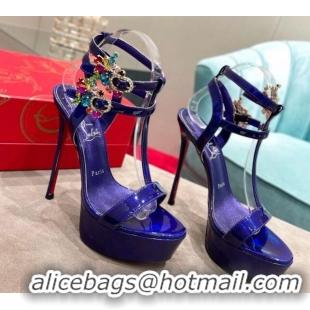 Generous Christian Louboutin Maravilla Laminated Leather Platform Sandals 15cm Purple 0220040