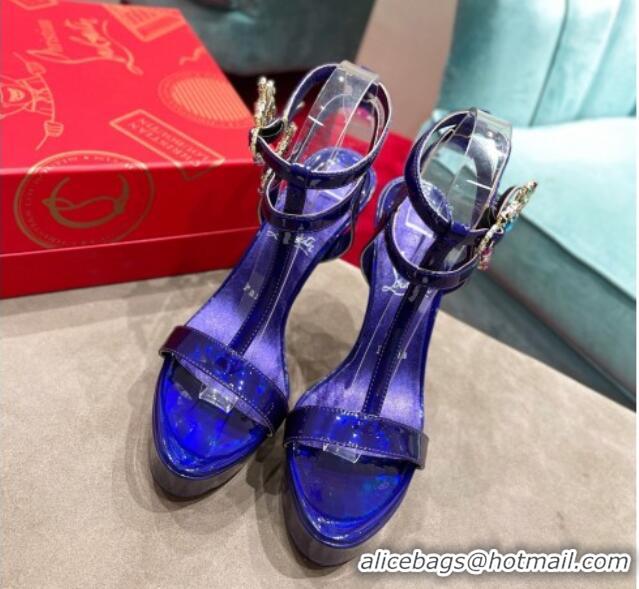 Generous Christian Louboutin Maravilla Laminated Leather Platform Sandals 15cm Purple 0220040