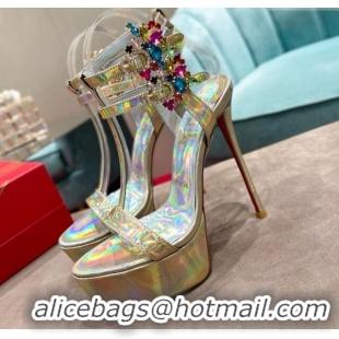 Luxurious Christian Louboutin Maravilla Laminated Leather Platform Sandals 15cm Gold 0220041