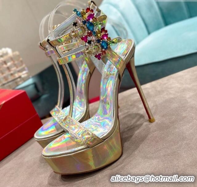 Luxurious Christian Louboutin Maravilla Laminated Leather Platform Sandals 15cm Gold 0220041