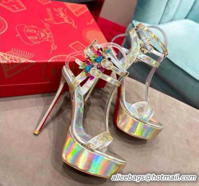 Luxurious Christian Louboutin Maravilla Laminated Leather Platform Sandals 15cm Gold 0220041