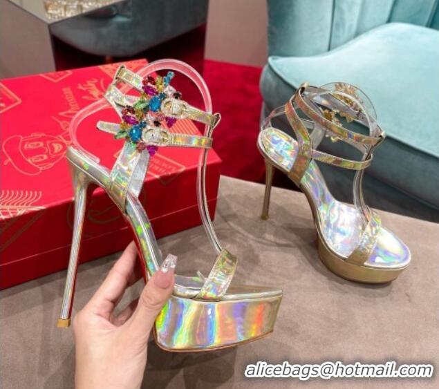 Luxurious Christian Louboutin Maravilla Laminated Leather Platform Sandals 15cm Gold 0220041