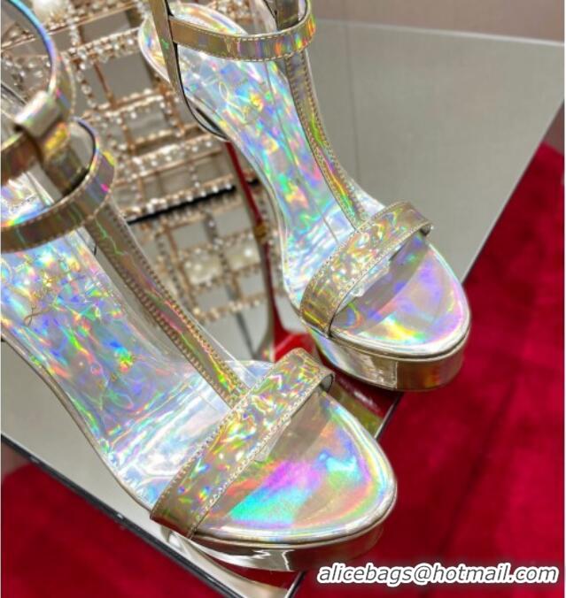 Luxurious Christian Louboutin Maravilla Laminated Leather Platform Sandals 15cm Gold 0220041