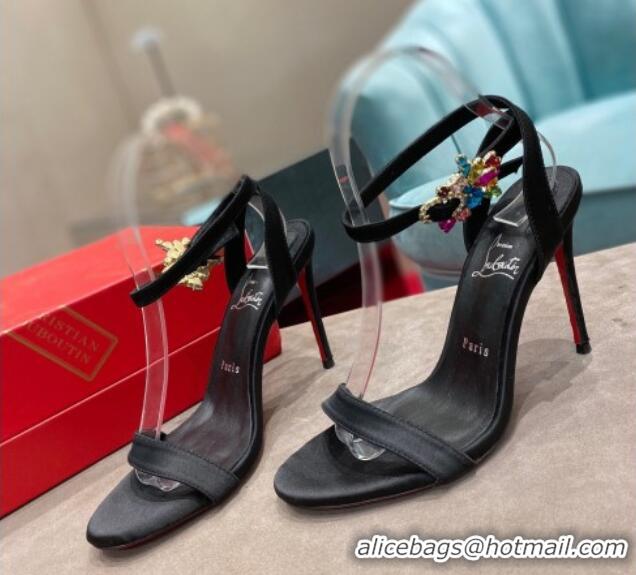  Low Cost Christian Louboutin Goldie Joli Black Satin Heel Sandals 10cm 0220044