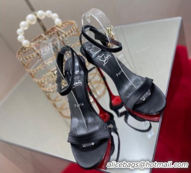  Low Cost Christian Louboutin Goldie Joli Black Satin Heel Sandals 10cm 0220044