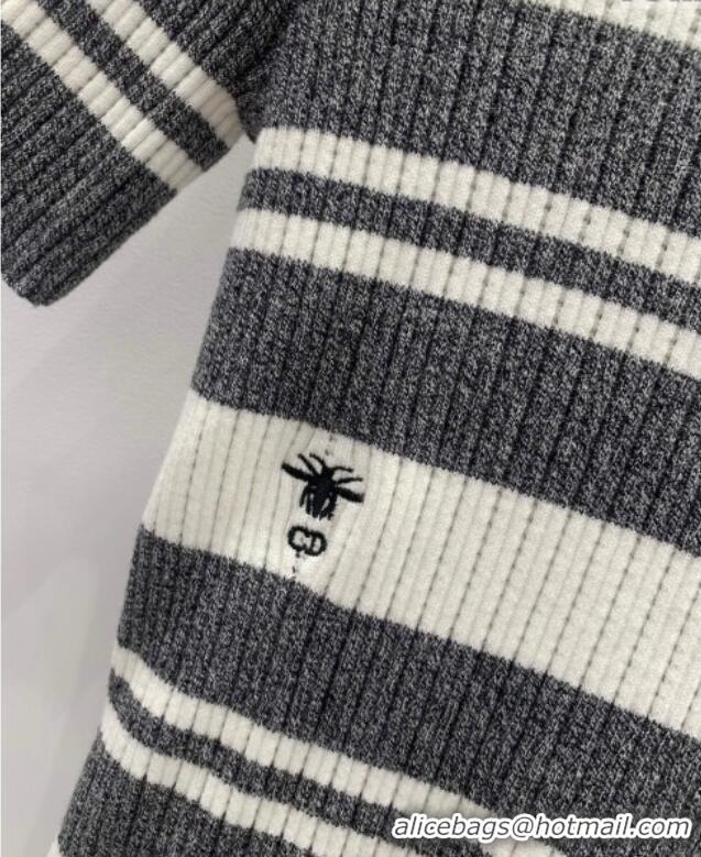 Well Crafted Dior Knit Wool Striped Top 0116 Grey 2025