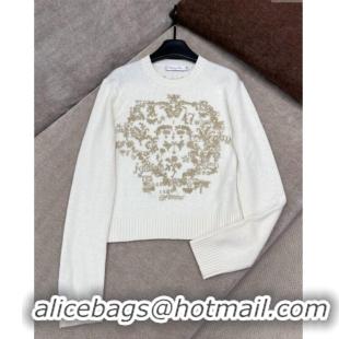 Well Crafted Dior Embroidered Cashmere Blend Sweater 021401 White 2025