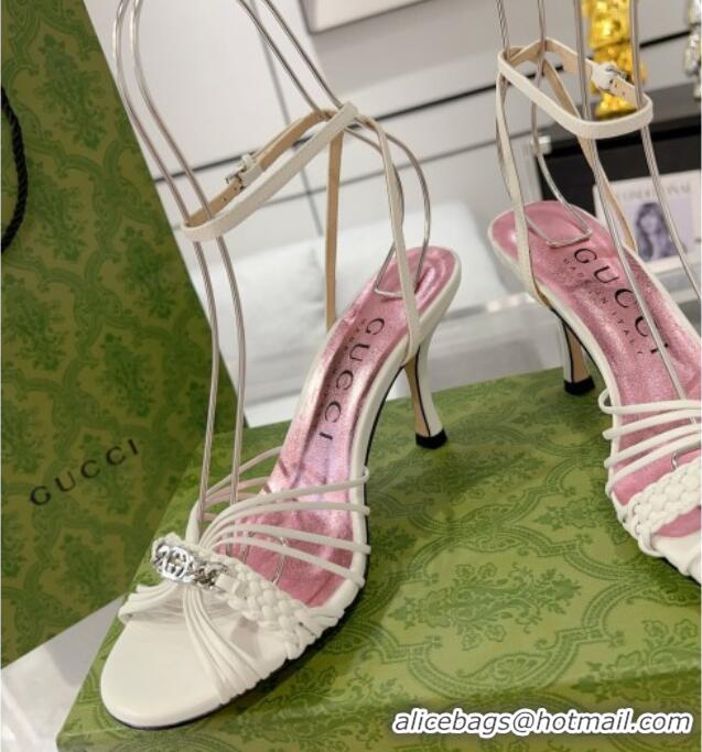 Good Quality Gucci Lambskin High Heel Sandals 8.5cm G21725 White