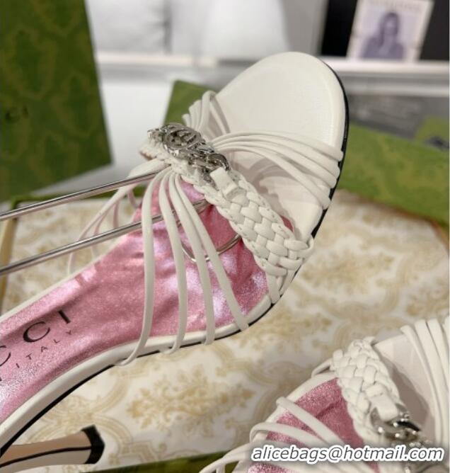 Good Quality Gucci Lambskin High Heel Sandals 8.5cm G21725 White