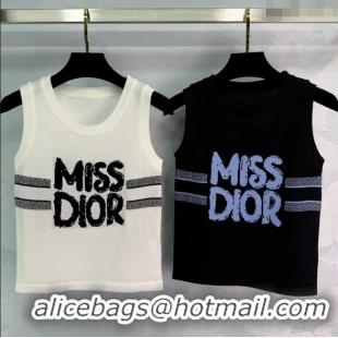 Buy Cheapest Miss Dior Cashmere Wool Vest C030618 White/Black 2025