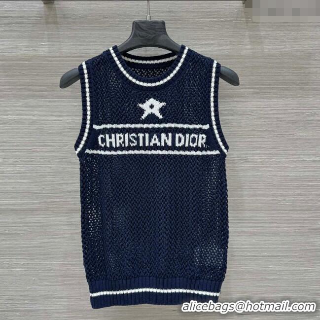Unique Discount Dior Cotton Crochet Vest C030620 Dark Blue 2025