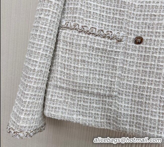Super Quality Chanel Tweed Jacket 0106 White 2025
