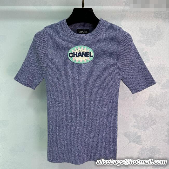 Best Product Chanel Knit Top 0215 Purple 2025
