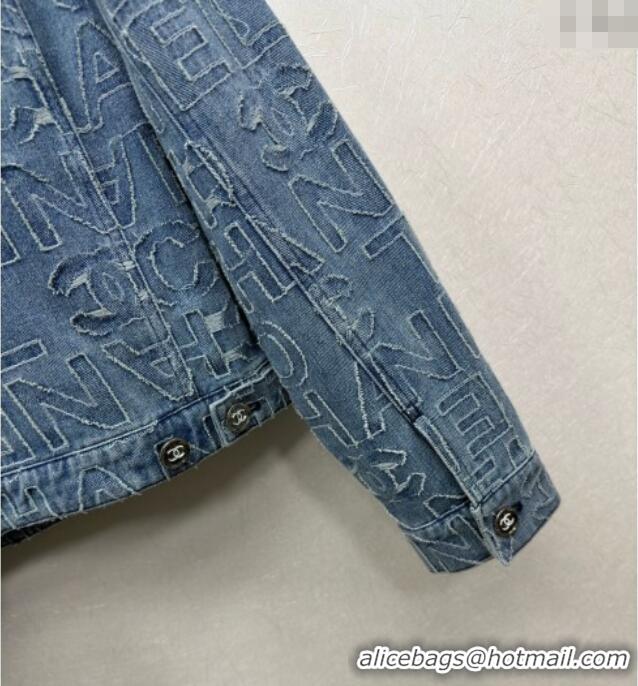 Super Quality Chanel Letters Denim Jacket 0215 Blue 2025