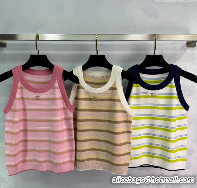Reasonable Price Chanel Wool Striped Vest 0306 Pink/Beige/White 2025