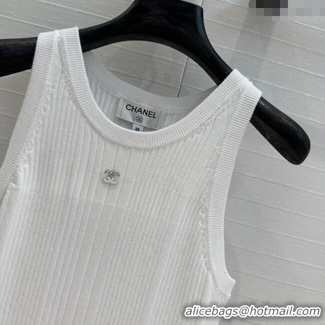 Market Sells Chanel Cotton Knit Vest Dress C030611 White 2025
