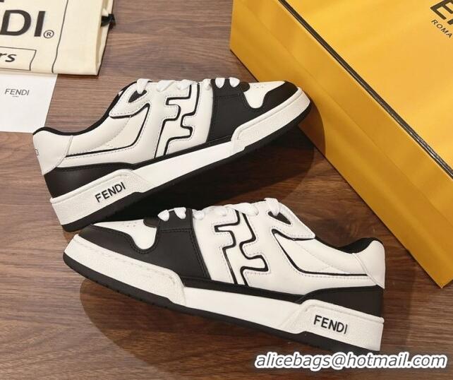 Top Design Fendi Match Low-top Sneakers in Calfskin Leather Black/White 0220096