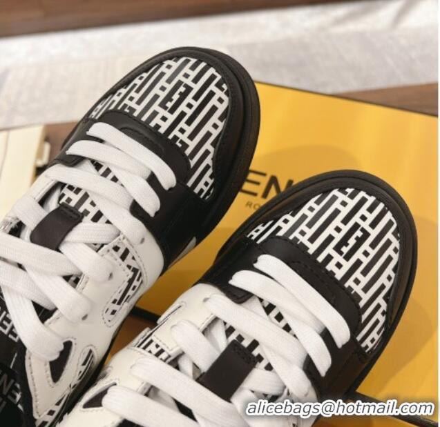 Grade Quality Fendi Match Low-top Sneakers in Printed Calfskin Black/White 0220103