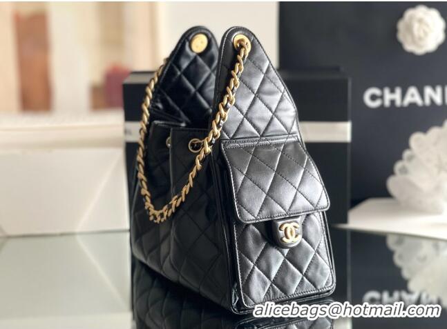 Best Price Chanel Original Antiba Calfskin Medium Hobo bag AS5293 Black 2025 Top Quality