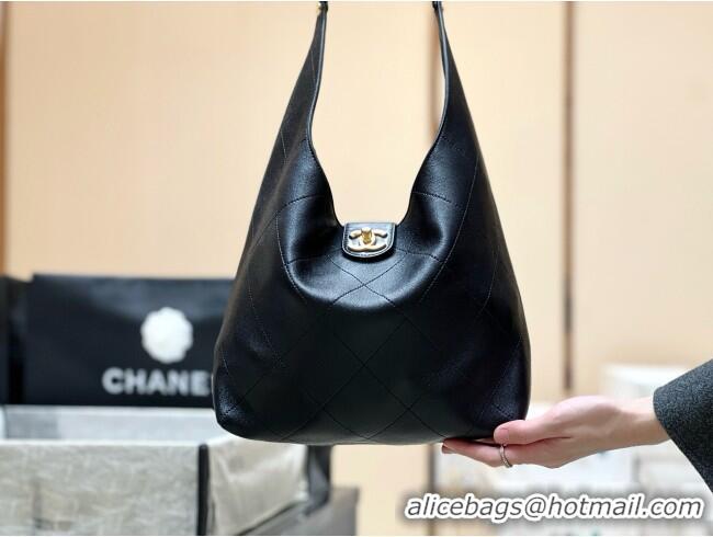 Reasonable Price Chanel Medium Hobo Bag in Shiny Lambskin AS5425 Black 2025 Top Quality