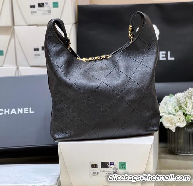 Reasonable Price Chanel Medium Hobo Bag in Shiny Lambskin AS5425 Black 2025 Top Quality