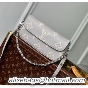 Shop Grade Louis Vuitton Wallet On Chain Ivy Bag in Brume Gray/White Quartz Embossed Grained Cowhide leather M14225 2025