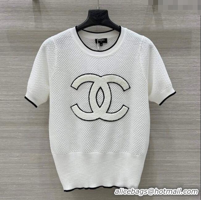 Reasonable Price Chanel Knit Top with Maxi CC 0324 White 2025