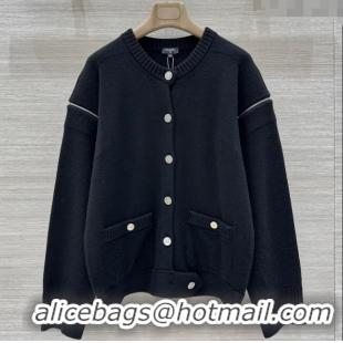 Top Quality Chanel Cashmere Cardigan with Zip 0324 Black 2025