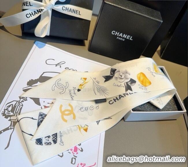 Best Price Chanel Silk Bandeau Scarf 6x120cm CH03182 White 2025