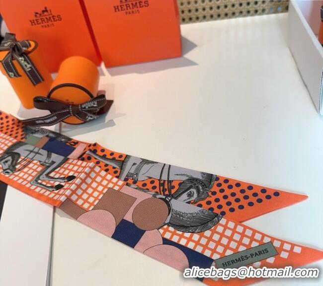 Best Price Hermes Cavalier en Formes Silk Twilly Bandeau Scarf 5x86cm 8109 Orange 2025