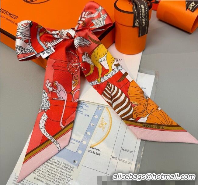 Buy Fashionable Hermes Magic Park Silk Twilly Bandeau Scarf 5x86cm 8109 Light Pink 2025
