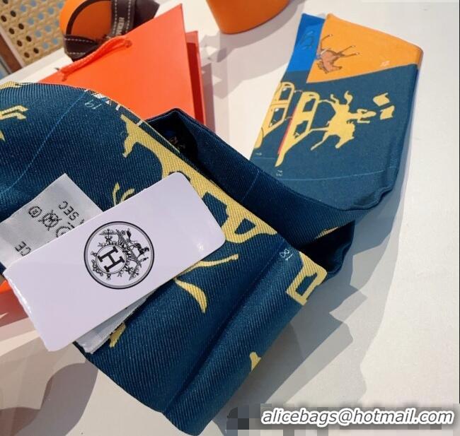 Reasonable Price Hermes Hermes Parade Silk Twilly Bandeau Scarf 5x86cm 8111 Dark Blue 2025