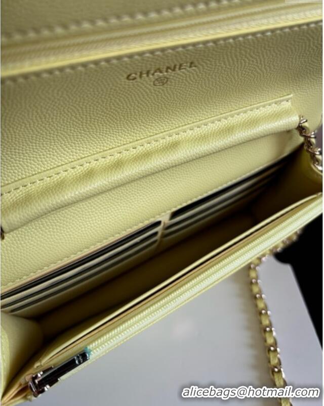 Super Quality Chanel Wallet on Chain in Shiny Grained Calfskin AP4538 Yellow 2025