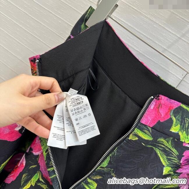 Reasonable Price Dolce & Gabbana Flower Skirt 0325 Black/Green/Pink 2025
