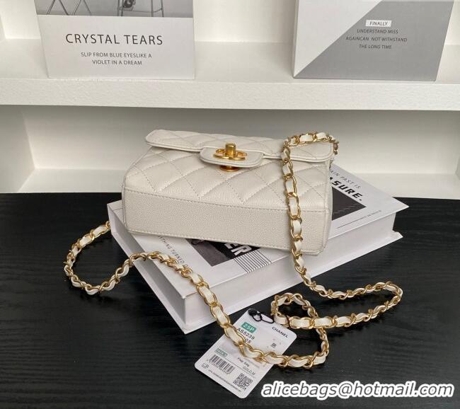 Good Quality Chanel Grained Calfskin Mini Flap Bag AS5239 White 2025