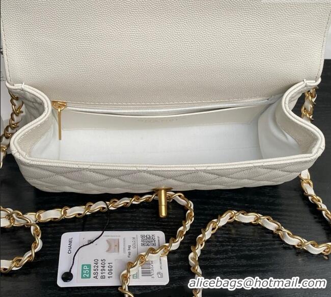 Top Quality Chanel Grained Calfskin Small Flap Bag AS5240 White 2025