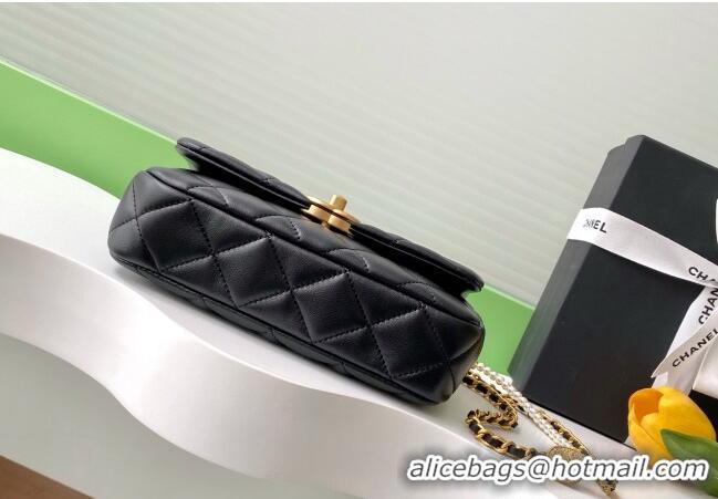 Well Crafted Chanel Quilted Lambskin Mini Flap bag with Pearls and Coin AS5352 Black 2025