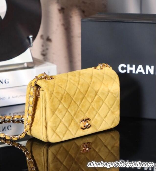 Free Shipping Chanel Suede Mini Flap Bag CH032705 Yellow 2025
