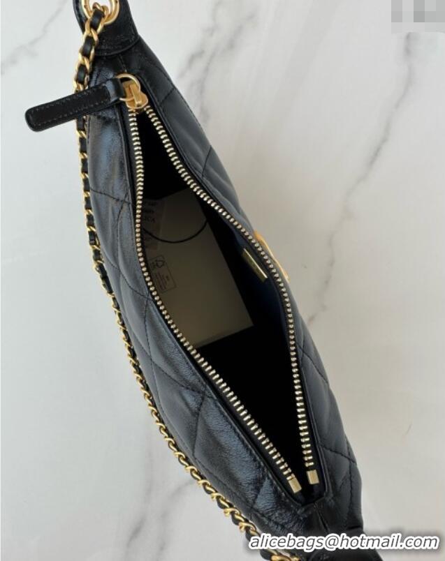 Reasonable Price Chanel Lambskin Hobo Bag AS5528 Black 2025