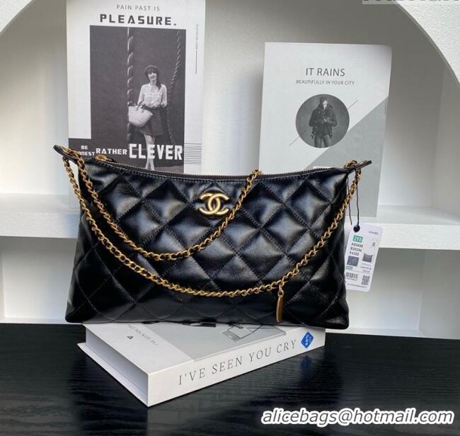 Promotional Chanel Shiny Lambskin Large Hobo Bag AS5498 Black 2025