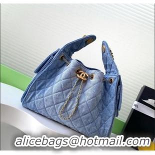 Best Price Chanel Washed Denim Medium Hobo bag AS5293 Blue 2025