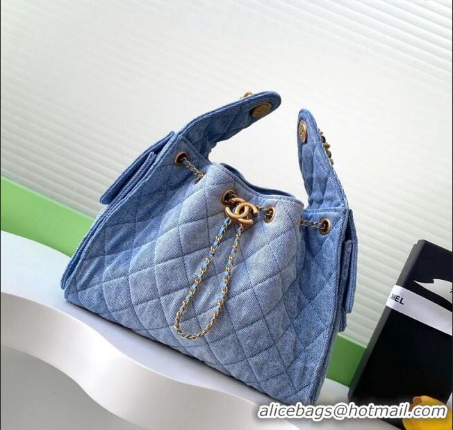 Best Price Chanel Washed Denim Medium Hobo bag AS5293 Blue 2025