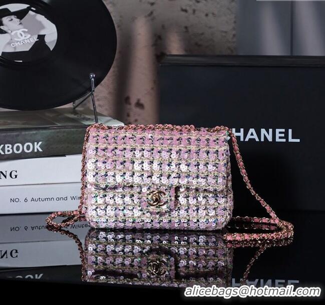 Well Crafted Chanel Sequins Mini Flap Bag CH032802 Pink 2025