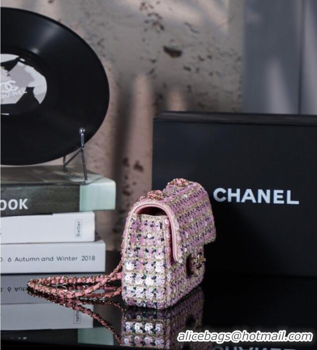 Well Crafted Chanel Sequins Mini Flap Bag CH032802 Pink 2025